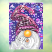 Happy Gnome in het Paarse Pet Zingt een kerstlied Raamsticker (Vel 3)