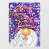 Happy Gnome in het Paarse Pet Zingt een kerstlied Raamsticker (Vel)