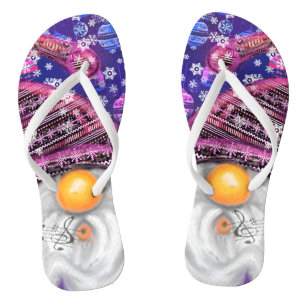 Happy Gnome in het Paarse Pet Zingt een kerstlied  Teenslippers