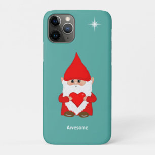 Happy gnome met hart op blauwgroen Hoesje-Mate iPh iPhone 11 Pro Hoesje