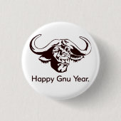 Happy Gnu Year Ronde Button 3,2 Cm (Voorkant)