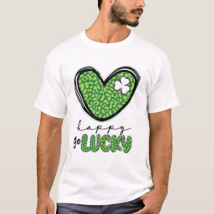 Happy Go Lucky Heart St Patricks Day Lucky Clover T-shirt