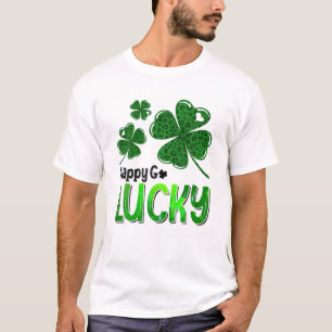 Happy Go Lucky Heart St Patricks Day Lucky Clover T-shirt