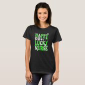 Happy Go Lucky Nurse St Patricks Day Scrub Top (Voorkant volledig)