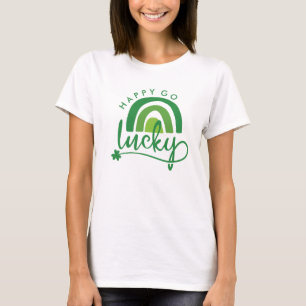 Happy Go Lucky Rainbow Clover St Patrick's Day T-shirt