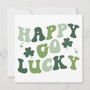 Happy Go Lucky Retro Design PNG SVG Cut File Feestdagenkaart