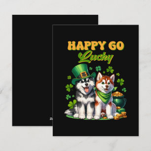Happy Go Lucky Schattige Husky St. Patricks Day Feestdagenkaart