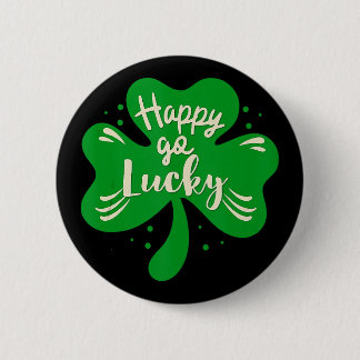 Happy Go Lucky Shamrock St. Patricks Day Ronde Button 5,7 Cm