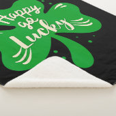 Happy Go Lucky Shamrock St. Patricks Day Sherpa Deken (3/4)