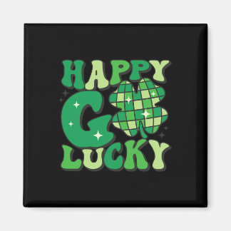 Happy Go Lucky Shamrock St Patricks Day Women Mann Magneet