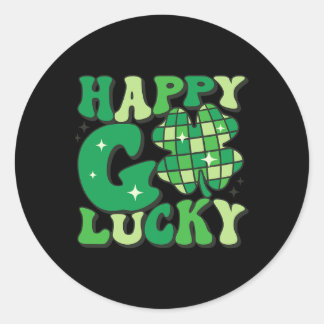 Happy Go Lucky Shamrock St Patricks Day Women Mann Ronde Sticker