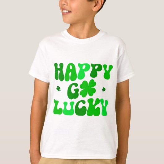 HAPPY GO LUCKY T-shirt du Shamrock St. Patrick Kid (Devant)