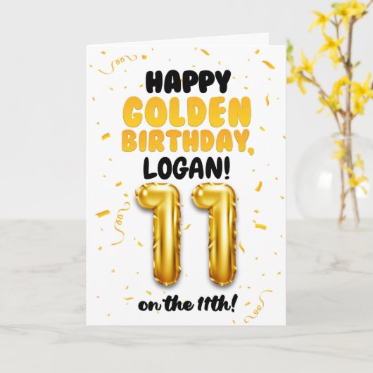 Happy Golden Birthday, 11th Birthday Card for Kids Kaart (Gele Bloem)
