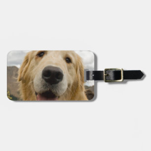 Happy Golden Retriever Bagagelabel