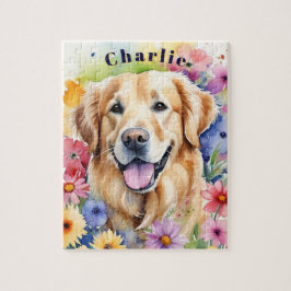 Happy Golden Retriever Colorful Pet Portrait Legpuzzel