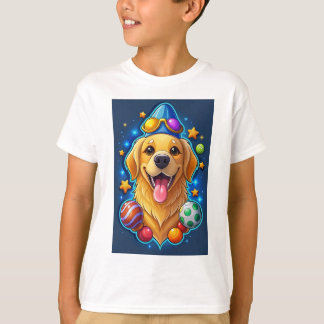 Happy Golden Retriever Dog Cartoon T-shirt