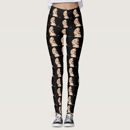 Happy Golden Retriever Leggings (Voorkant)