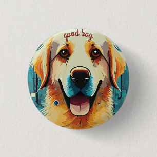 Happy Golden Retriever Ronde Button 3,2 Cm