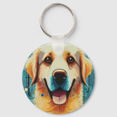 Happy Golden Retriever Sleutelhanger (Voorkant)