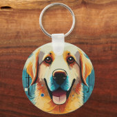 Happy Golden Retriever Sleutelhanger (Achterkant)
