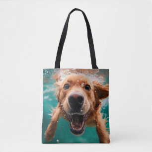 Happy Golden Retriever zwemmen onder water Draagtas