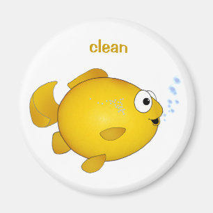 Happy Goldfish, "clean" vaatwasmachine magneet