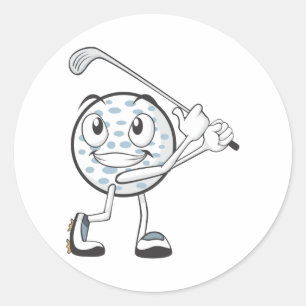 Happy Golf Ball Player Ronde Sticker