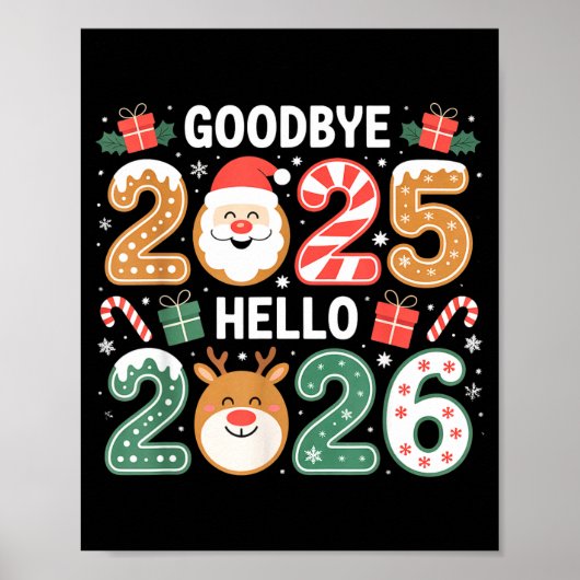 Happy Goodbye 2025 Hello 2026 Festive New Year Loo Poster (Voorkant)