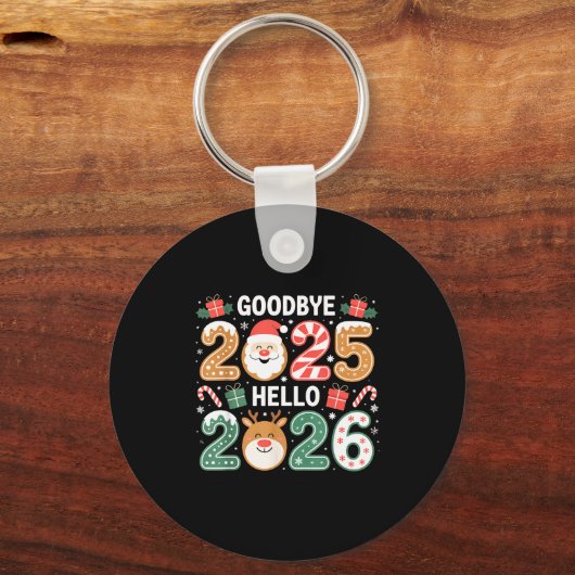 Happy Goodbye 2025 Hello 2026 Festive New Year Loo Sleutelhanger (Voorkant)