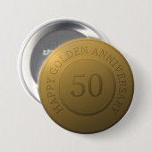Happy gouden bruiloft ronde button 7,6 cm (Voorkant /achterkant)