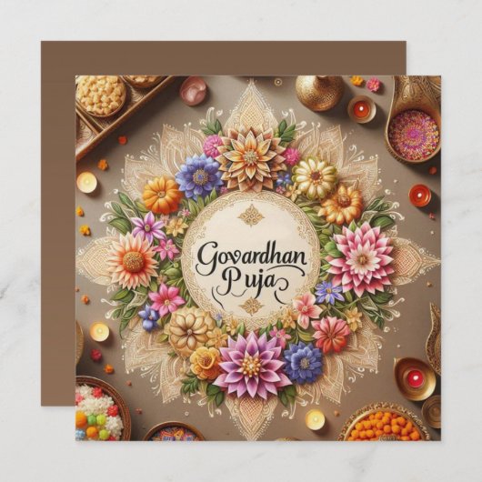 Happy Govardhan Puja Kaart (Voorkant / Achterkant)