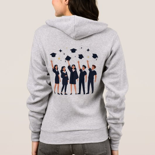 Happy Graduates Throwing Caps Celebration Hoodie (Achterkant)