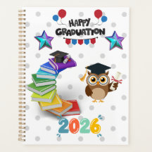 Happy Graduation 2026 - Cute Owl & Books
