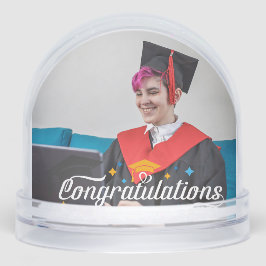 Happy Graduation Modern Script Personalized Photo Sneeuwbol