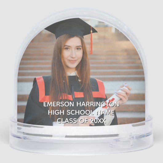 Happy Graduation Modern Script Personalized Photo Sneeuwbol (Achterkant)
