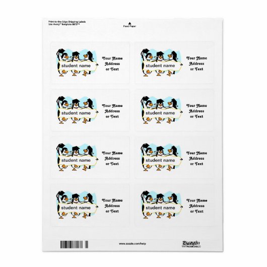 Happy Graduing danserende pinguïns met banner Etiket (Full Sheet)