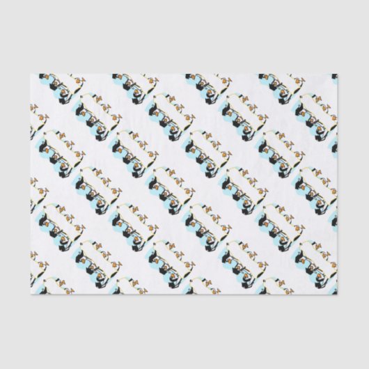 Happy Graduing danserende pinguïns met banner Tissuepapier (Voorkant)