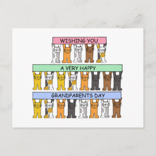 Happy Grandouders Day Cute Cartoon Cats Briefkaart