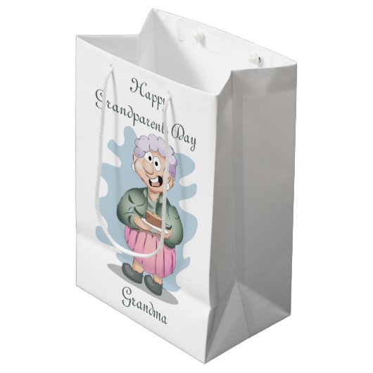 Happy Grandouders Day Grandma Medium Cadeauzakje (Voorkant Gekanteld)