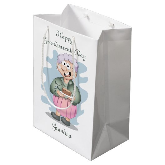 Happy Grandouders Day Grandma Medium Cadeauzakje (Achterkant Gekanteld)