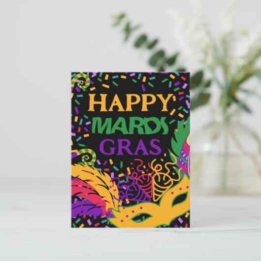 happy gras mardi noir carte postale (Debout devant)