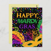 happy gras mardi noir carte postale (Devant / Derrière)