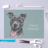 Happy Gray Pit Bull Dog Birthday Tissuepapier (Craft)