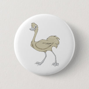 Happy Greater Rhea Cartoon Ronde Button 5,7 Cm