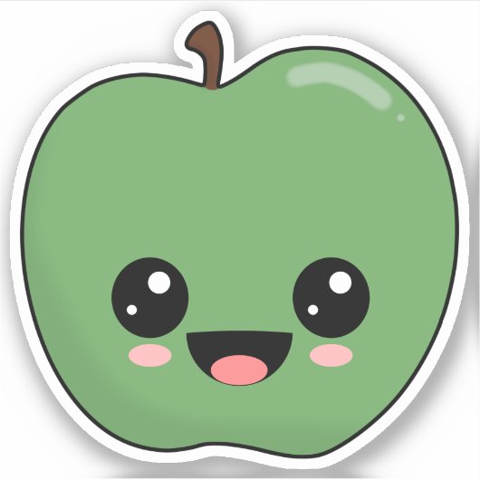 Happy Green Apple Sticker (Voorkant)