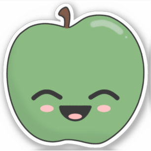 Happy Green Apple Sticker