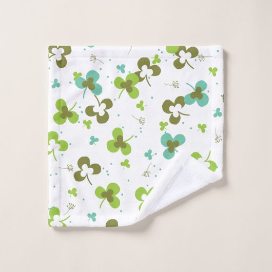 Happy Green Clover Feuille Motif d'art (Gant de toilette)
