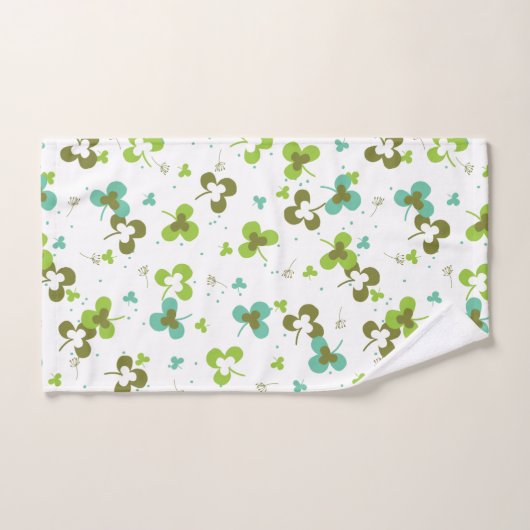 Happy Green Clover Feuille Motif d'art (Serviette à main)