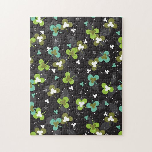 Happy Green Clover laat Art Pattern II Legpuzzel (Verticaal)