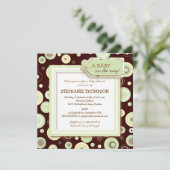 Happy Green Dots Invitation Baby shower neutre (Debout devant)